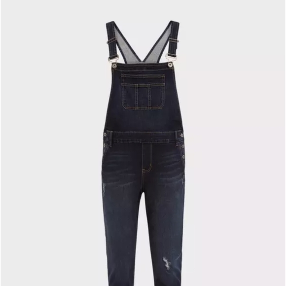 NWT New Torrid Crop Overall - Vintage Stretch Dark Wash Size 16 - Picture 4 of 6